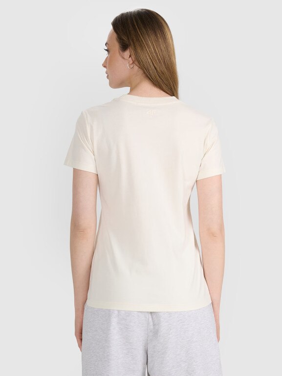 Damski t-shirt z nadrukiem 4F 4FRSS25TTSHF2780 - biały