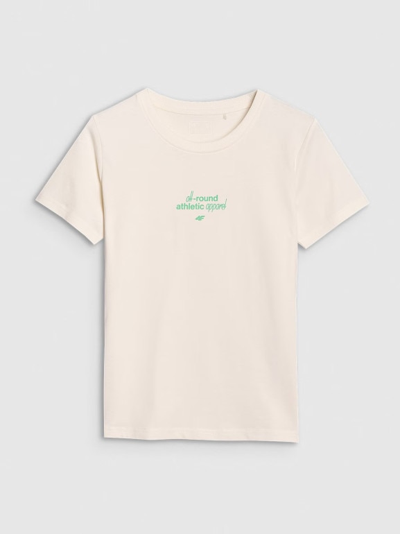Damski t-shirt z nadrukiem 4F 4FRSS25TTSHF2786 - biały
