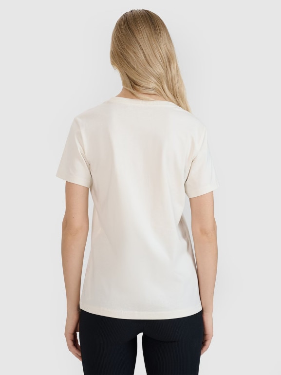 Damski t-shirt z nadrukiem 4F 4FRSS25TTSHF2786 - biały