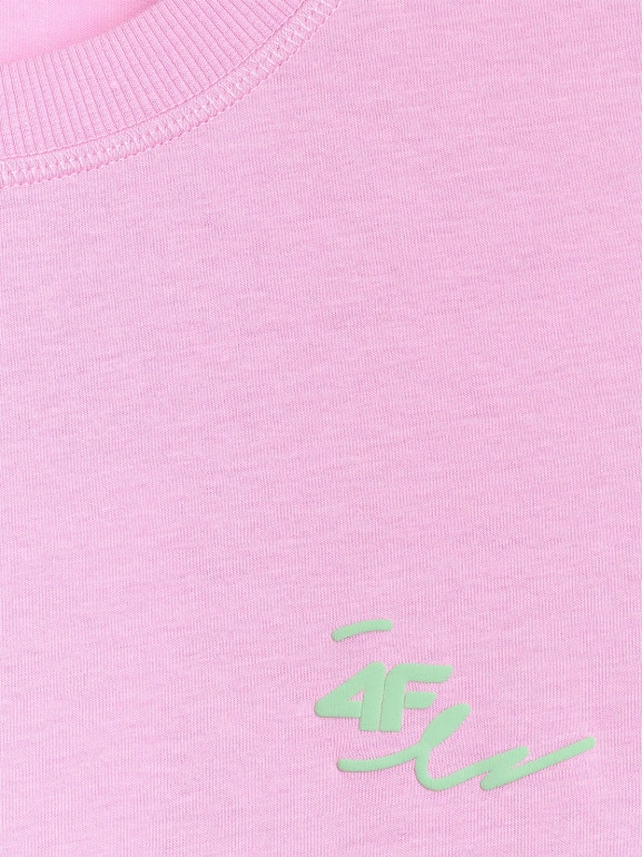 Damski t-shirt oversize z nadrukiem 4F 4FRSS25TTSHF2787 - różowy