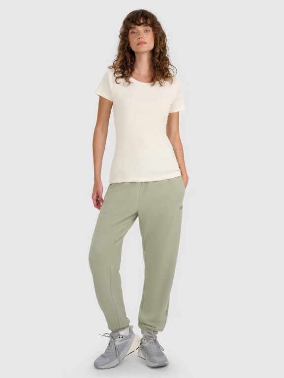 Damski t-shirt bez nadruku 4F 4FRSS25TTSHF2790 - biały