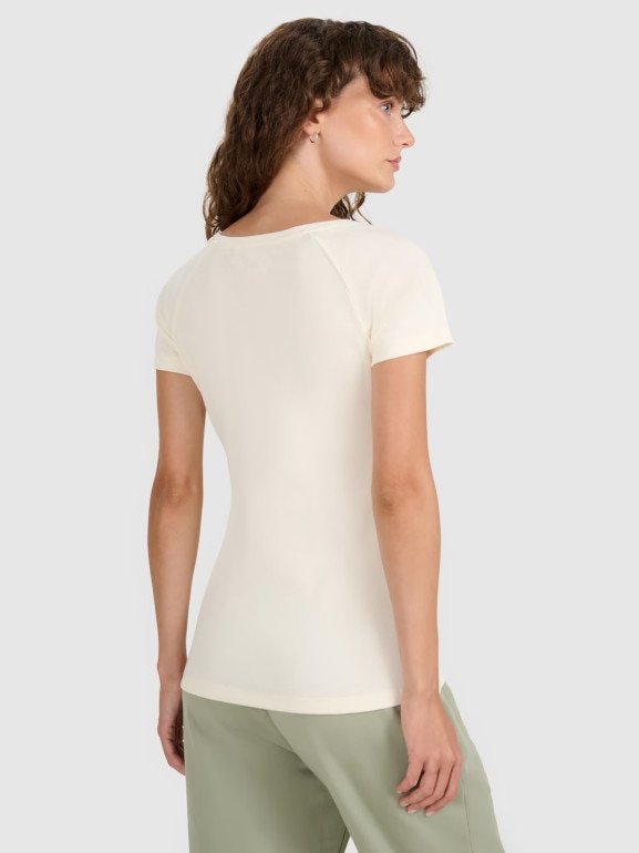 Damski t-shirt bez nadruku 4F 4FRSS25TTSHF2790 - biały