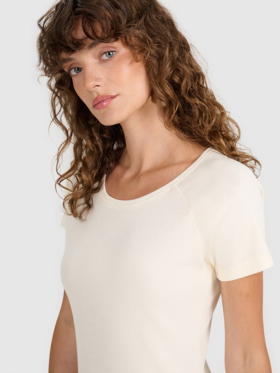 Damski t-shirt bez nadruku 4F 4FRSS25TTSHF2790 - biały