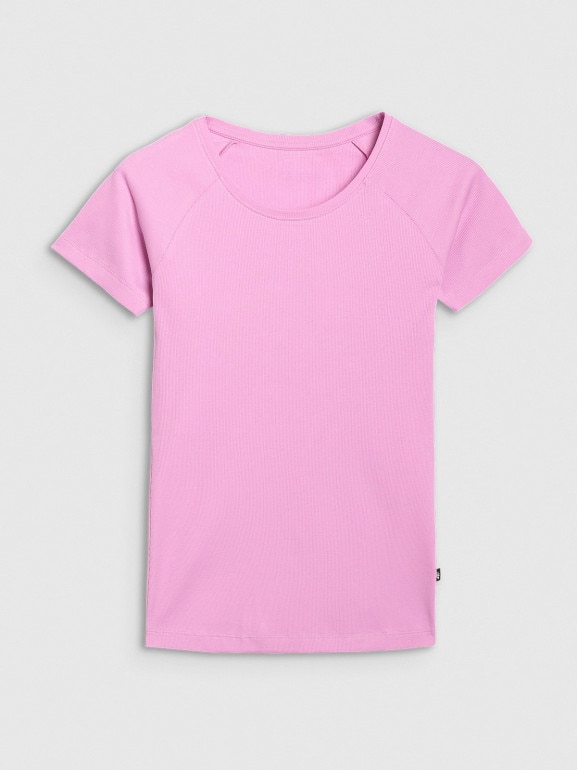 Damski t-shirt bez nadruku 4F 4FRSS25TTSHF2790 - różowy