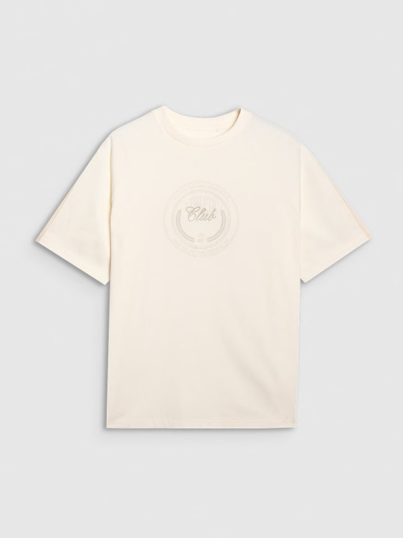 Damski t-shirt oversize z nadrukiem 4F 4FRSS25TTSHF2791 - biały