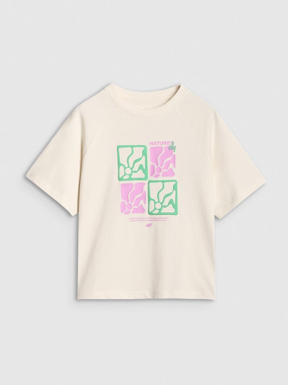 Damski t-shirt z nadrukiem 4F 4FRSS25TTSHF2974 - biały
