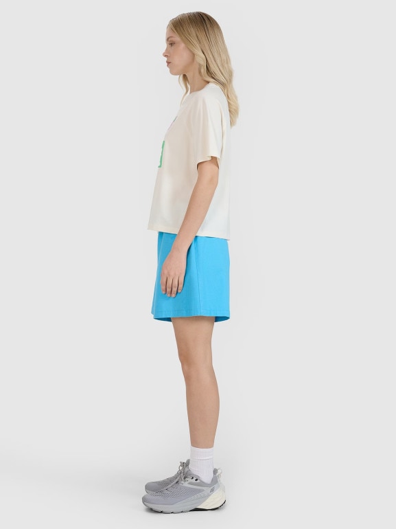 Damski t-shirt z nadrukiem 4F 4FRSS25TTSHF2974 - biały