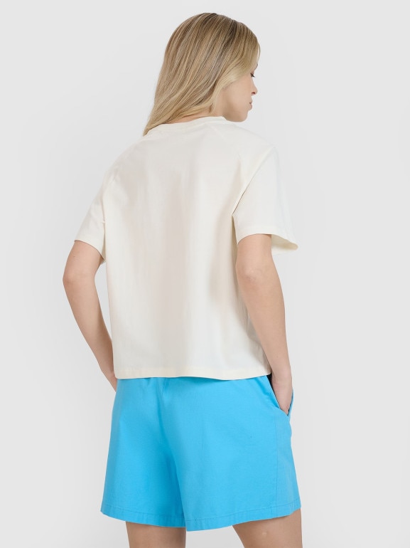 Damski t-shirt z nadrukiem 4F 4FRSS25TTSHF2974 - biały