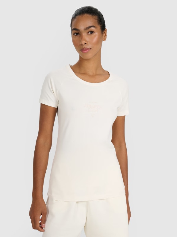 Damski t-shirt z nadrukiem 4F 4FRSS25TTSHF2978 - biały