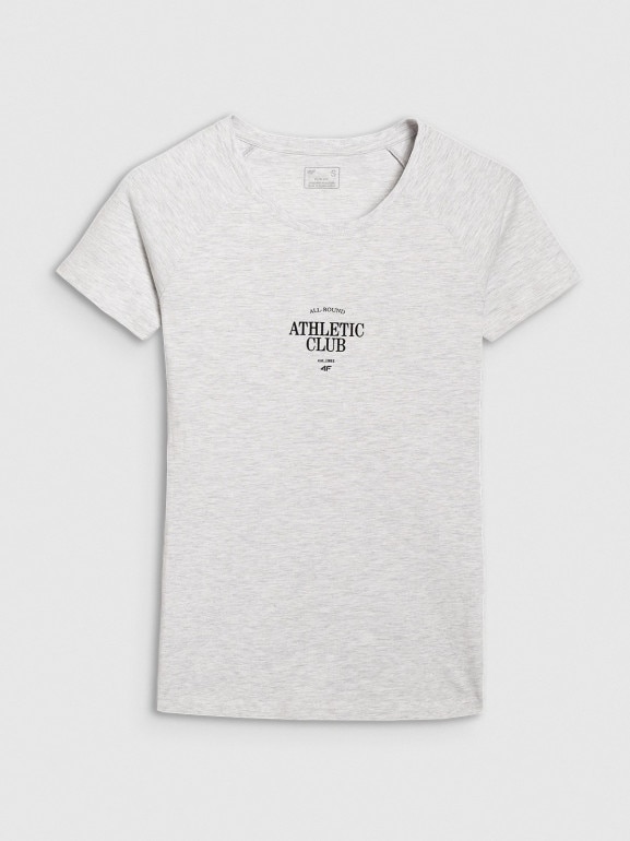 Damski t-shirt z nadrukiem 4F 4FRSS25TTSHF2978 - szary