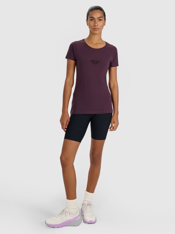 Damski t-shirt z nadrukiem 4F 4FRSS25TTSHF2978 - fioletowy