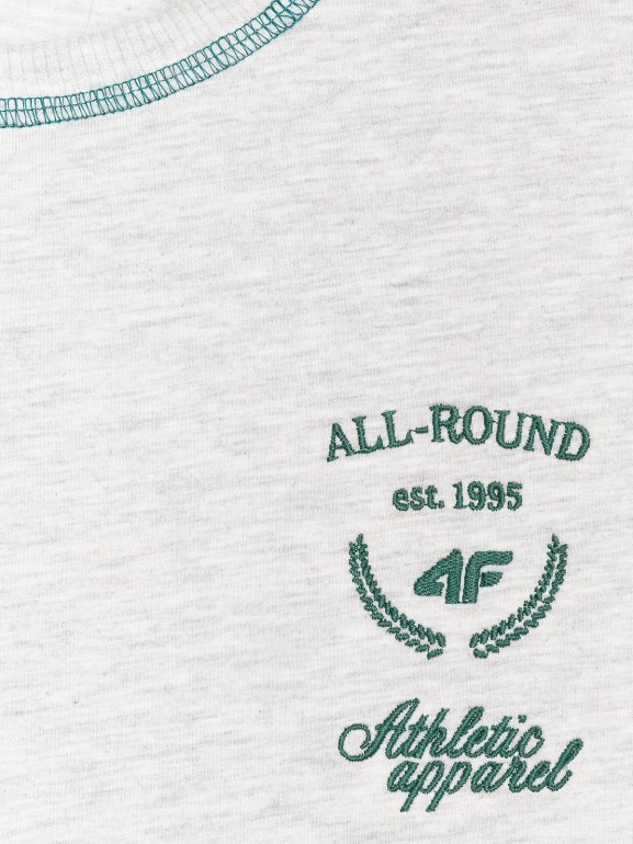 Damski t-shirt oversize z nadrukiem 4F 4FRSS25TTSHF2979 - szary