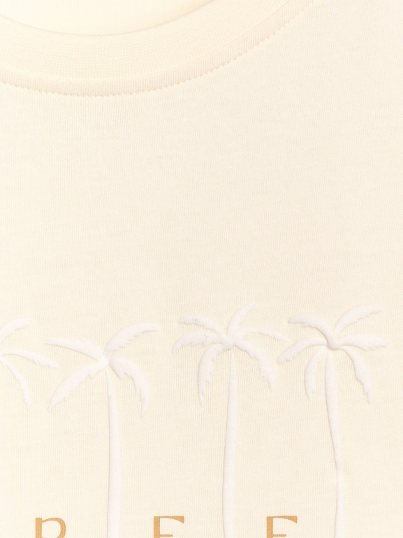 Damski t-shirt z nadrukiem 4F 4FRSS25TTSHF3162 - beżowy