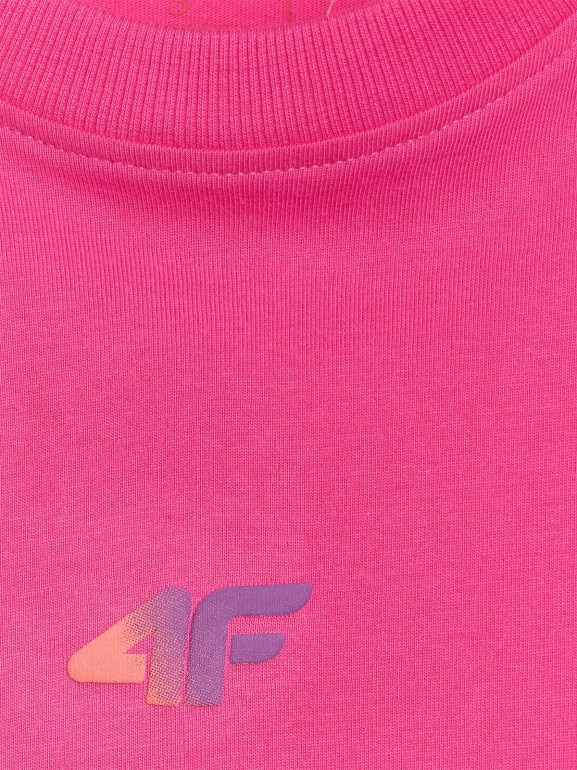 Damski t-shirt oversize z nadrukiem 4F 4FRSS25TTSHF3163 - różowy