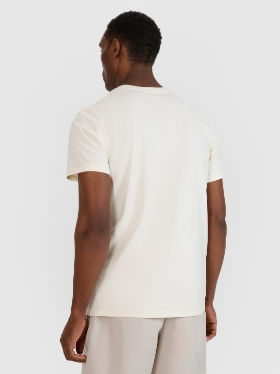 Męski t-shirt z nadrukiem 4F 4FRSS25TTSHM2688 - beżowy