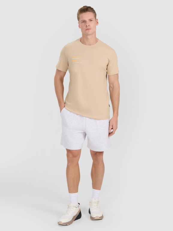 Męski t-shirt z nadrukiem 4F 4FRSS25TTSHM2848 - brązowy