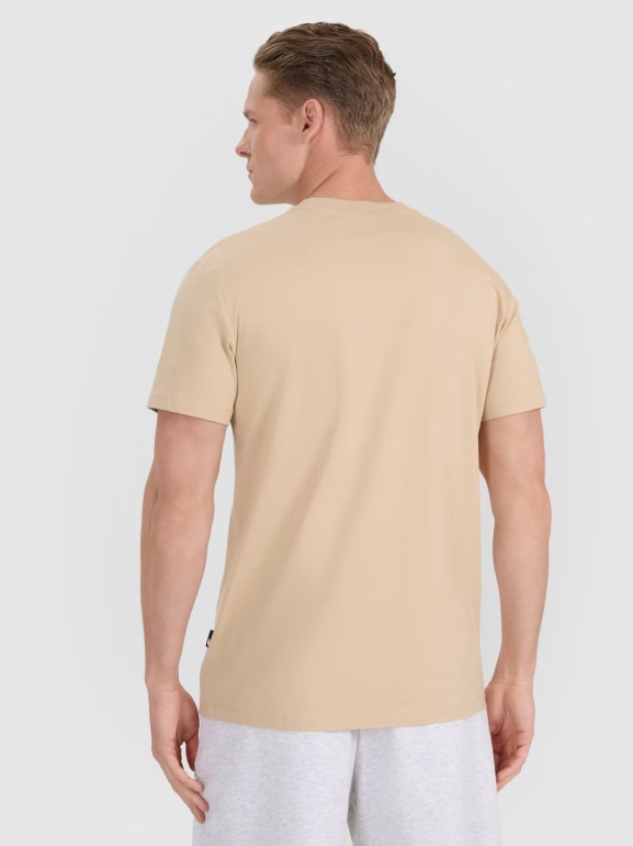 Męski t-shirt z nadrukiem 4F 4FRSS25TTSHM2848 - brązowy