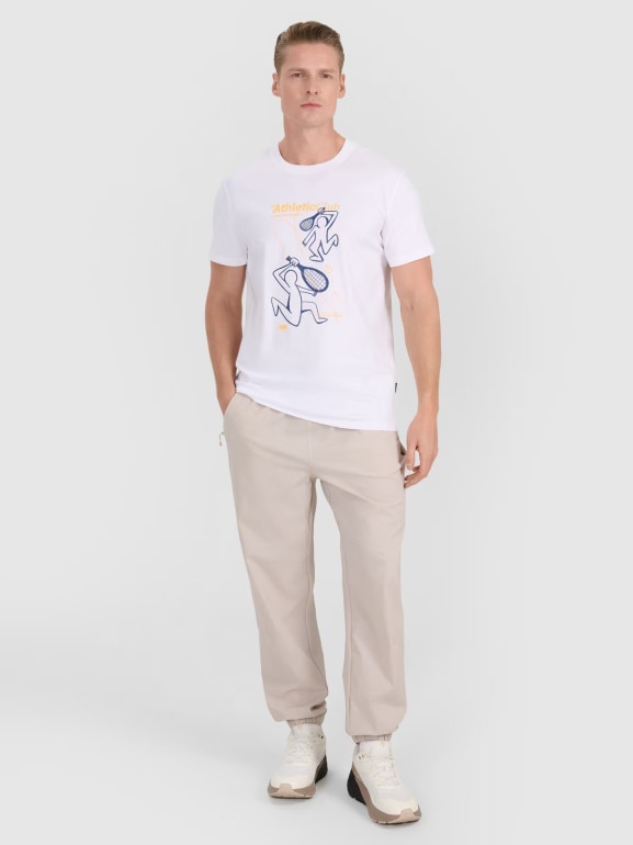 Męski t-shirt z nadrukiem 4F 4FRSS25TTSHM2852 - biały