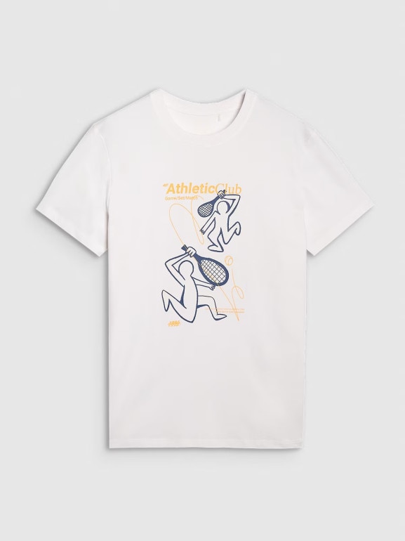 Męski t-shirt z nadrukiem 4F 4FRSS25TTSHM2852 - biały