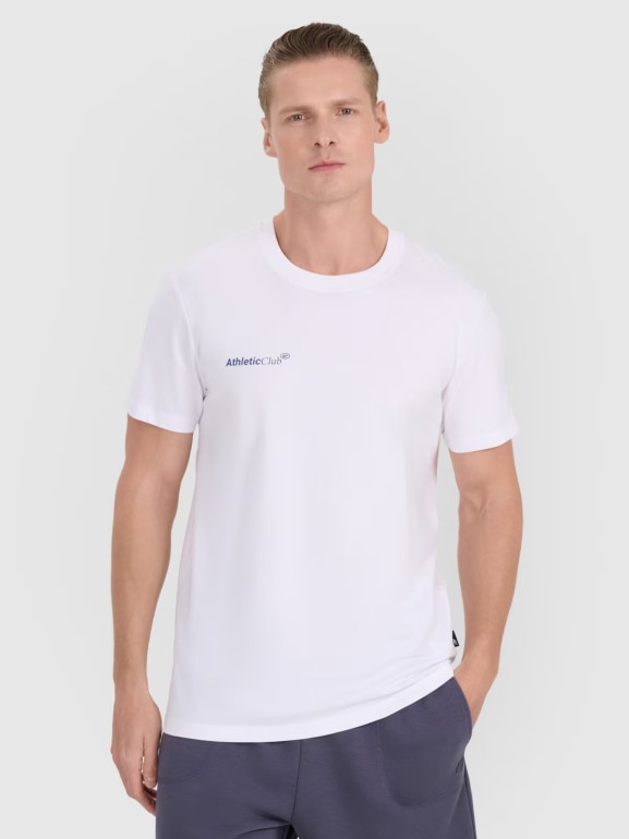 Męski t-shirt z nadrukiem 4F 4FRSS25TTSHM2853 - biały