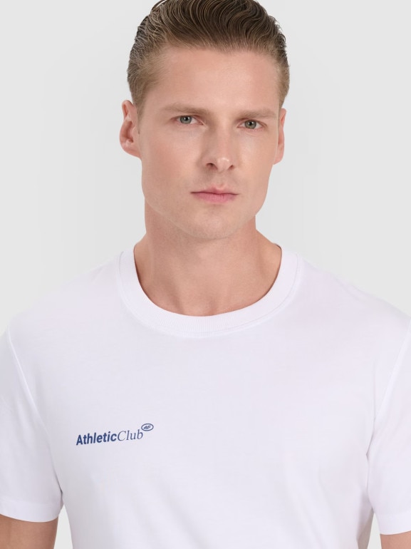 Męski t-shirt z nadrukiem 4F 4FRSS25TTSHM2853 - biały