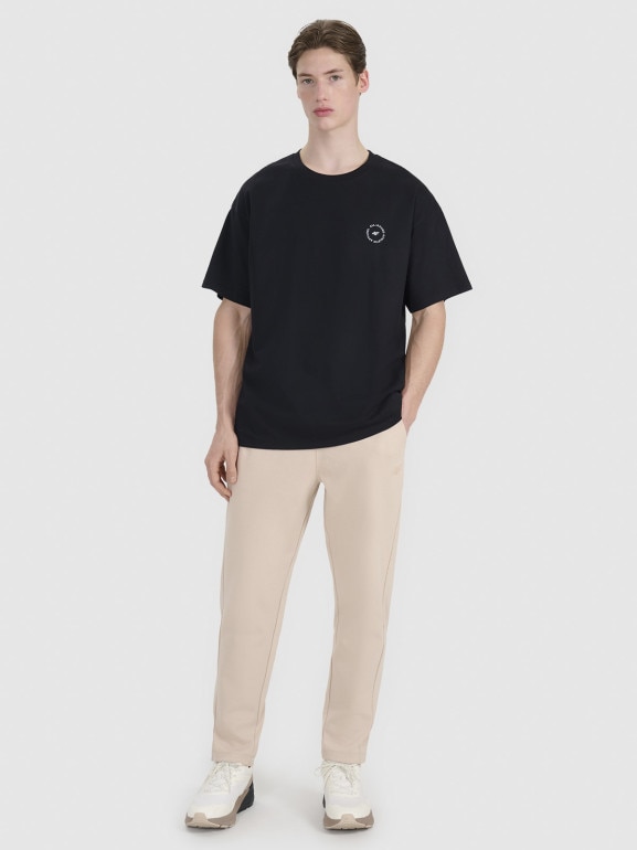 Męski t-shirt oversize z nadrukiem 4F 4FRSS25TTSHM2991 - czarny