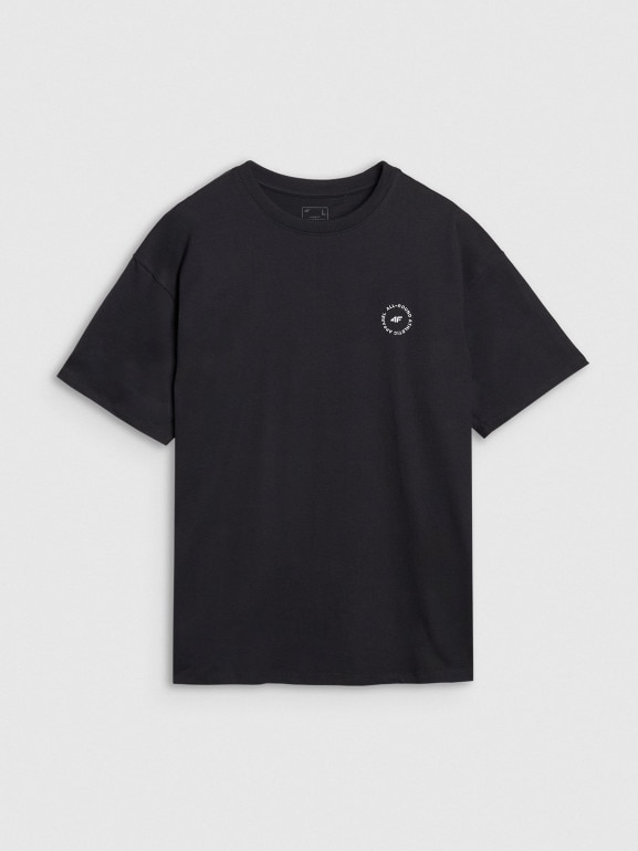 Męski t-shirt oversize z nadrukiem 4F 4FRSS25TTSHM2991 - czarny