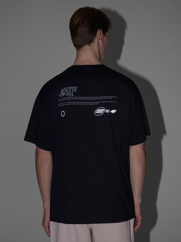 Męski t-shirt oversize z nadrukiem 4F 4FRSS25TTSHM2991 - czarny