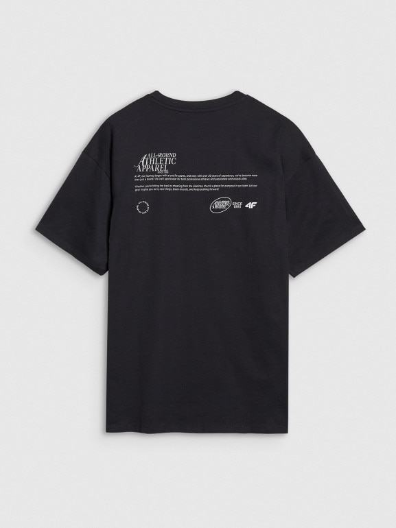 Męski t-shirt oversize z nadrukiem 4F 4FRSS25TTSHM2991 - czarny