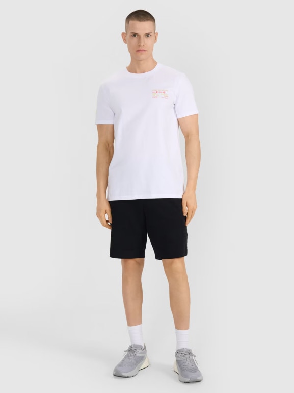 Męski t-shirt z nadrukiem 4F 4FRSS25TTSHM2994 - biały