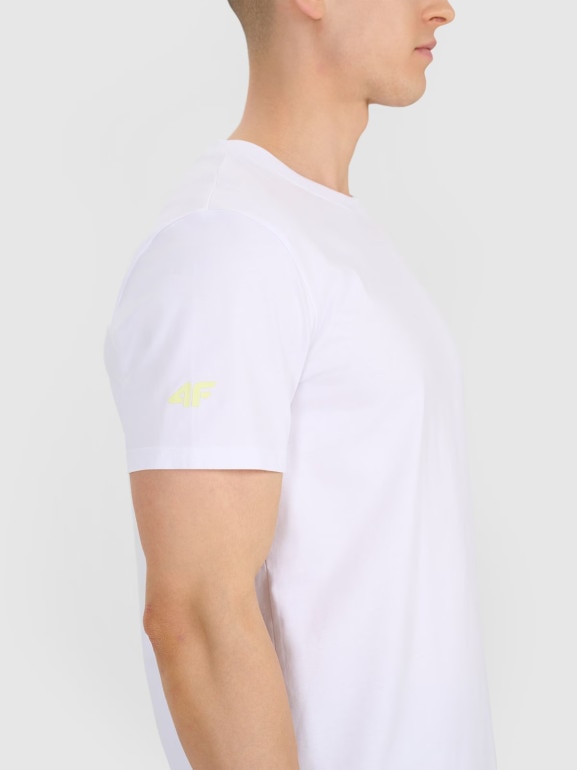 Męski t-shirt z nadrukiem 4F 4FRSS25TTSHM2994 - biały