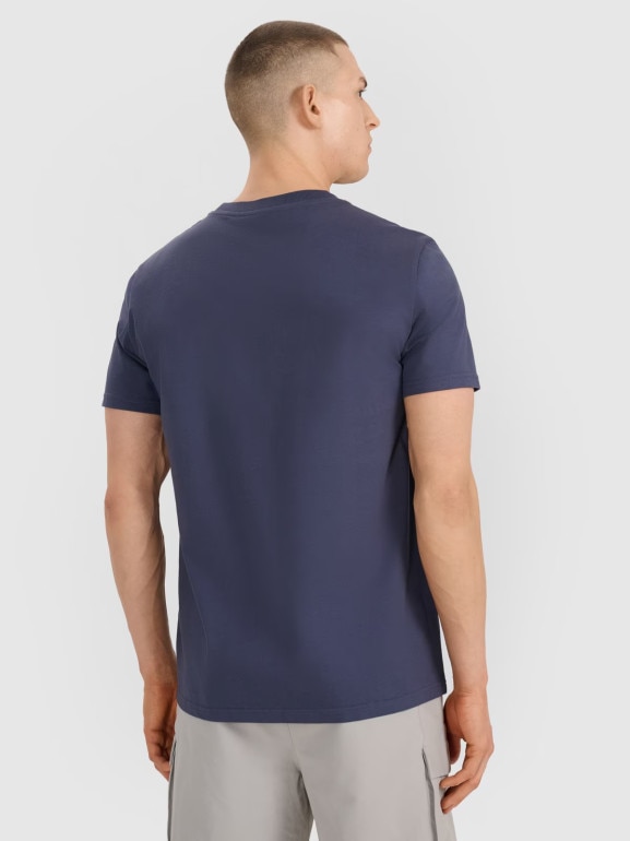 Męski t-shirt z nadrukiem 4F 4FRSS25TTSHM2996 - granatowy