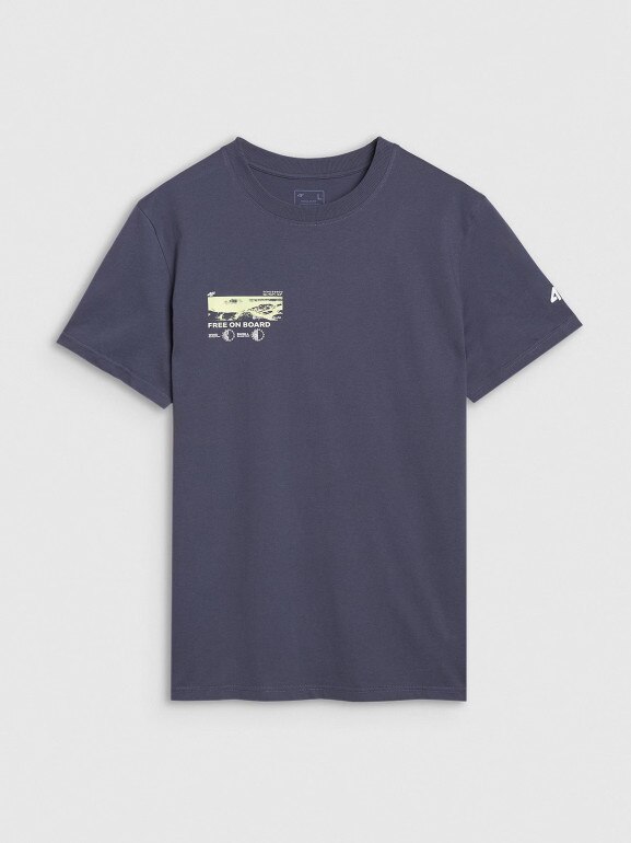 Męski t-shirt z nadrukiem 4F 4FRSS25TTSHM2996 - granatowy