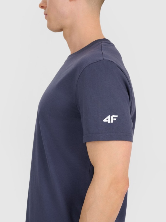 Męski t-shirt z nadrukiem 4F 4FRSS25TTSHM2996 - granatowy