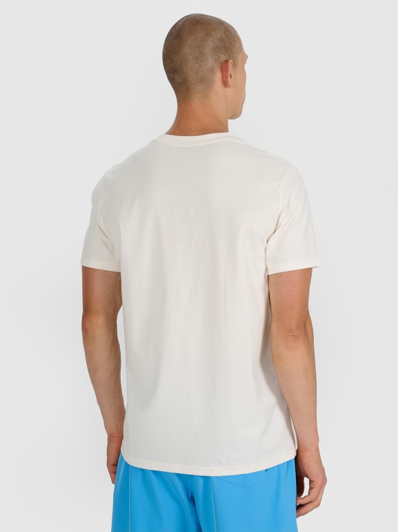 Męski t-shirt z nadrukiem 4F 4FRSS25TTSHM3156 - beżowy