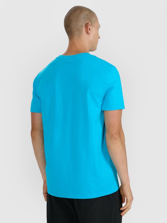 Męski t-shirt z nadrukiem 4F 4FRSS25TTSHM3156 - niebieski