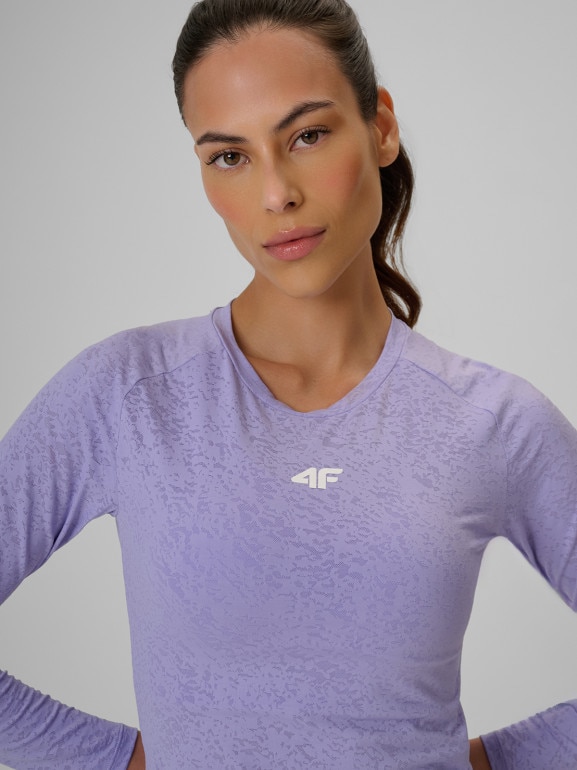 Damski longsleeve treningowy 4F 4FRSS26TFLOF0721 - fioletowy
