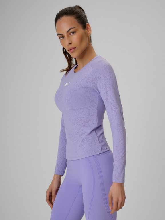 Damski longsleeve treningowy 4F 4FRSS26TFLOF0721 - fioletowy