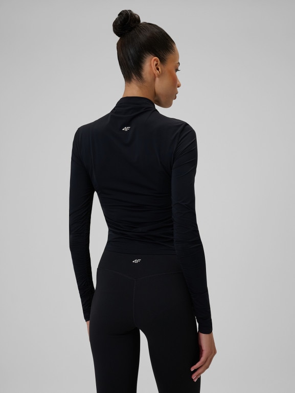 Damski longsleeve do jogi 4F 4FRSS26TFLOF605 - czarny