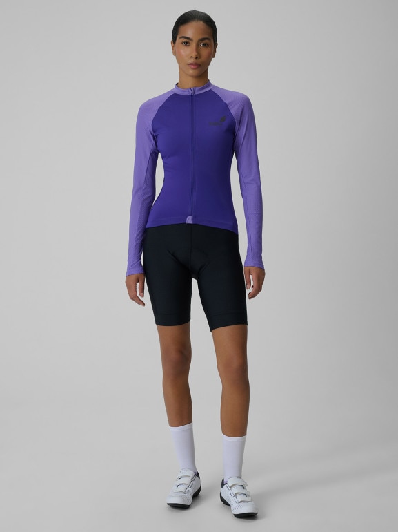 Damski longsleeve kolarski UPF50+ 4F 4FRSS26TFLOF650 - fioletowy