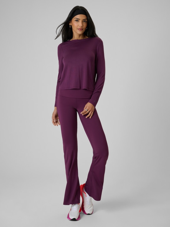Damski longsleeve bez nadruku 4F 4FRSS26TLONF673 - fioletowy
