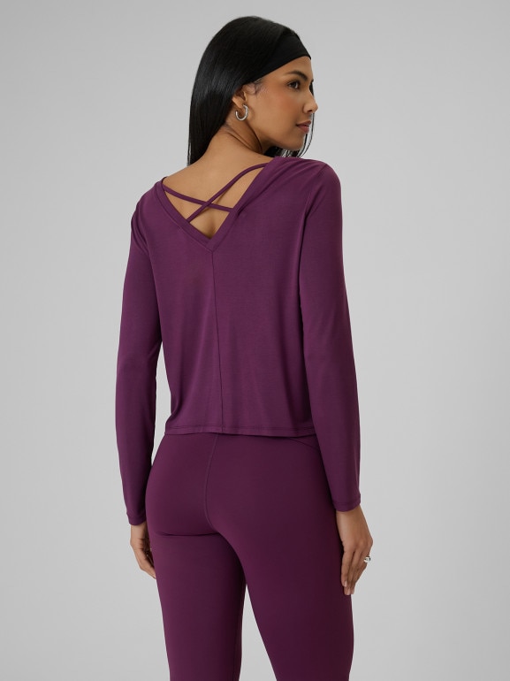 Damski longsleeve bez nadruku 4F 4FRSS26TLONF673 - fioletowy