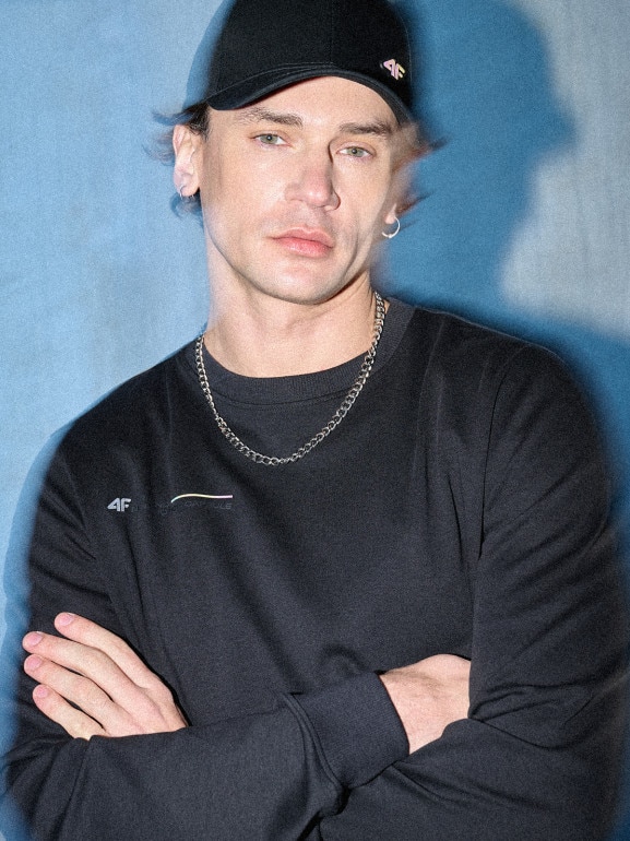 Męski longsleeve z nadrukiem 4F 4FRSS26TLONM660 - czarny