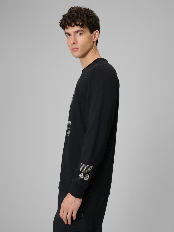 Męski longsleeve z nadrukiem 4F 4FRSS26TLONM674 - czarny