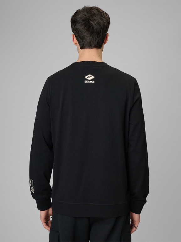 Męski longsleeve z nadrukiem 4F 4FRSS26TLONM674 - czarny