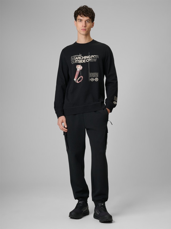 Męski longsleeve z nadrukiem 4F 4FRSS26TLONM674 - czarny