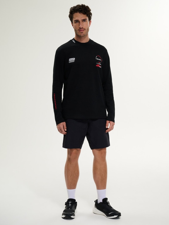 Męski longsleeve z nadrukiem 4F4FRSS26TLONM679 - czarny