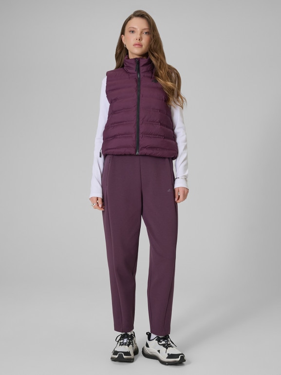 Damskie spodnie dresowe joggery 4F 4FRSS26TTROF1885 - fioletowe