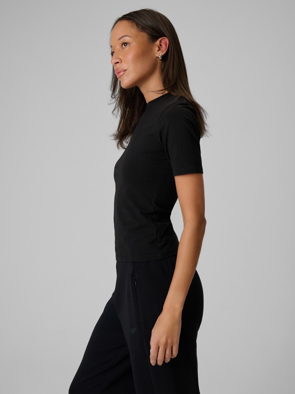 Damski t-shirt bez nadruku 4F 4FRSS26TTSHF3703 - czarny