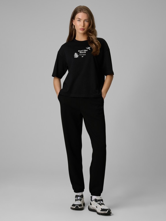 Damski t-shirt z nadrukiem 4F 4FRSS26TTSHF3704 - czarny
